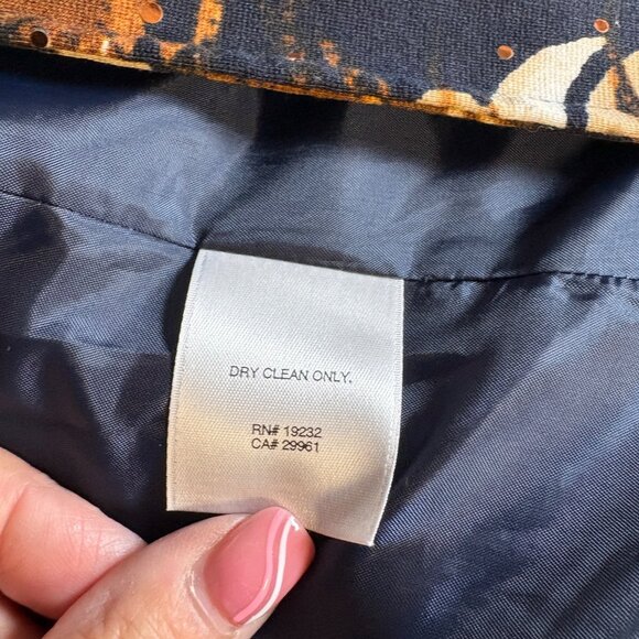 Alfred Dunner Womens Open-Front Blazer Size 16W Brown Blue Floral Sequin Jacket - Picture 6 of 8